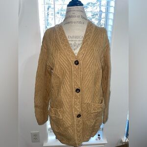 Yellow cable knit cardigan
